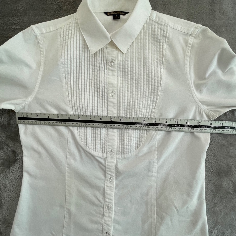 Brooks Brothers Womens White Pintuck Bib Front Stretch Button Down Shirt Size 8 - Picture 9 of 10